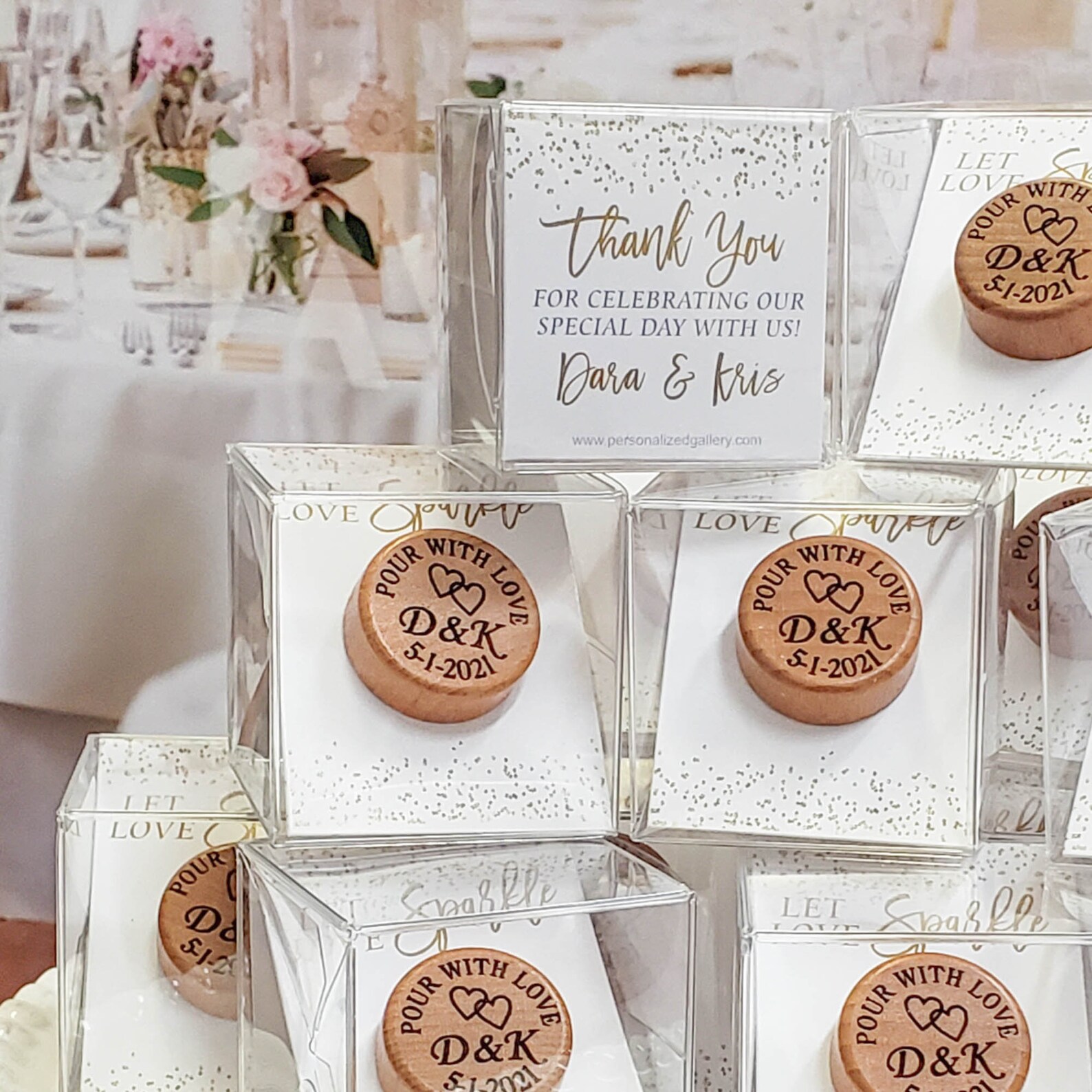Let Love Sparkle Custom Wine Stopper Box Set Custom Wedding Etsy