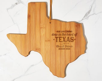 Our Love Grows Deep in the Heart of Texas Cutting Board - Engraved Texas Gift - Texas Kitchen Decor - Personalized Texas Gifts