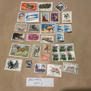 Sellos postales antiguos temáticos de todo el mundo: usados, sin papel, sin duplicados: lotes de 25