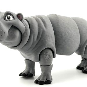Hippo ~ 3D Printed ~ Fully Articulated ~ Very detailed ~ 7" long! Bild 3