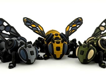 Cyber Bee Figure ~ 3D Printed ~ Fully Articulated ~ 3" long