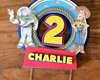 Kid's Birthday Cake Topper: Toy Story Themed Party Decoration with Custom Name and Age