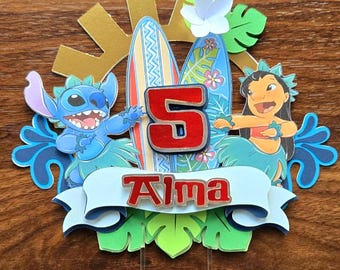 Lilo and Stitch Cake Topper: Custom Name, Kid's Birthday Party Decor