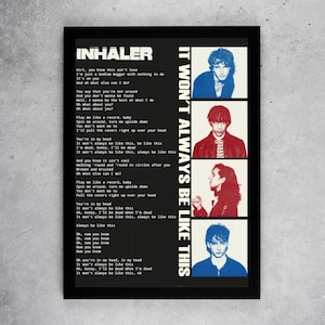 Inhaler &#39;It Won&#39;t Always Be Like This&#39; Album, Poster Home Decor - Music Lover Indie Rock Gift Fan Art