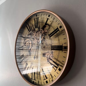Large Gear Wall Clock 60cm – Vintage Steampunk World Map Roman Numerals – Industrial Home Decor Silent Mechanism