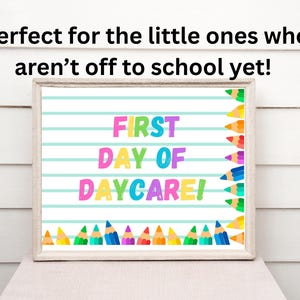 Letrero para el primer día de guardería, accesorio fotográfico para la vuelta al cole, letrero imprimible para el primer día, letrero para hermanos, tema de lápiz, descarga digital, primer día de clases