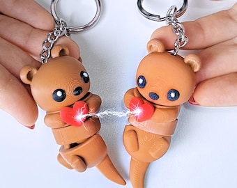Flexi Otter Keychain | Valentine's Day Gift, 3D Printed