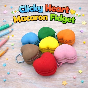 Clicky Heart Macaron Fidget Keychain – Sensory Stress Relief