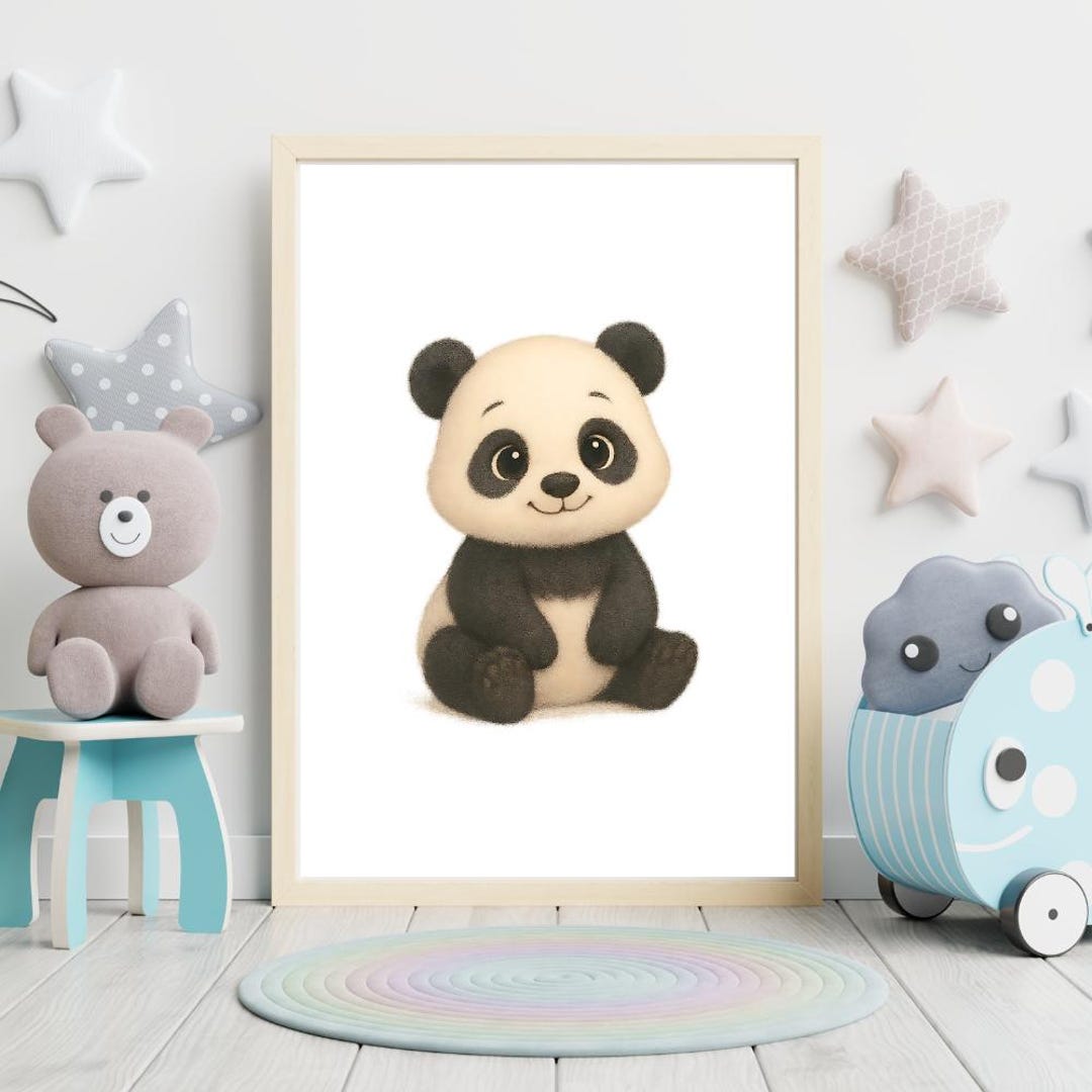 Baby Panda Wall Art – Cute Bear Printable for Nursery or Kids Room ...