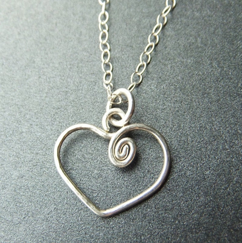 Tiny Heart Charm Necklace in Sterling Silver 14K Goldfill Love Etsy