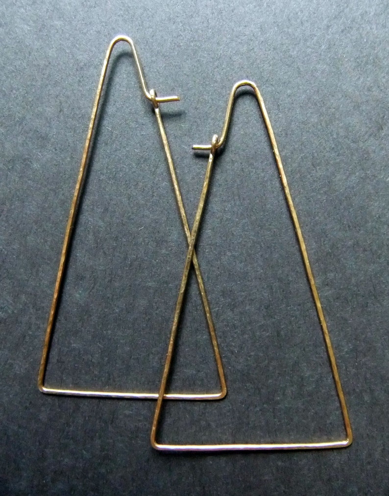 Triangle Hoop Earrings 14K Gold Filled Geometric Shaped Hoops Etsy