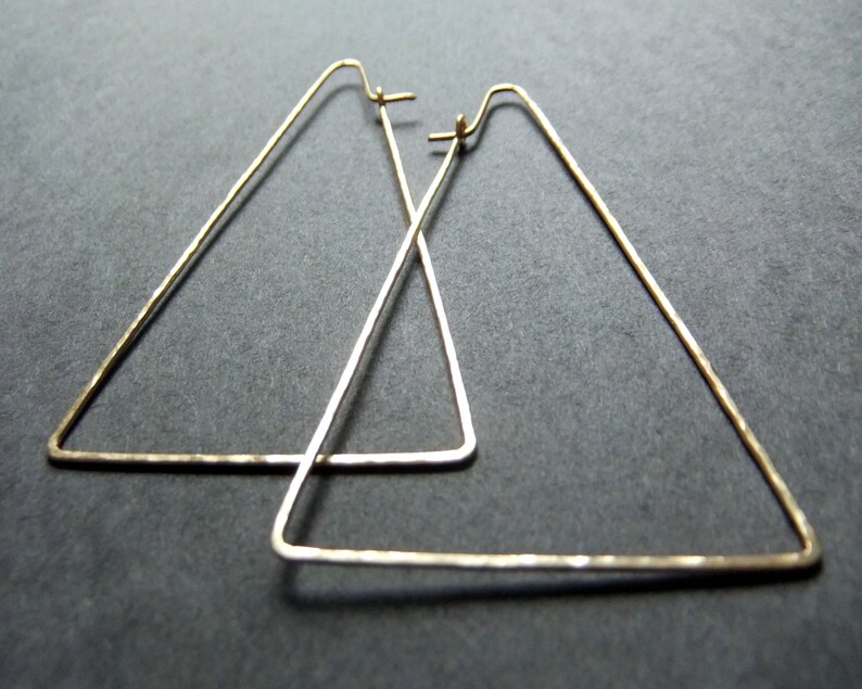 Triangle Hoop Earrings 14K Gold Filled Geometric Shaped Hoops | Etsy