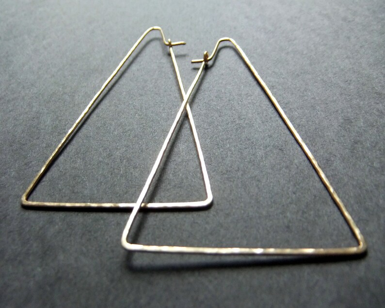 Triangle Hoop Earrings 14K Gold Filled Geometric Shaped Hoops Etsy