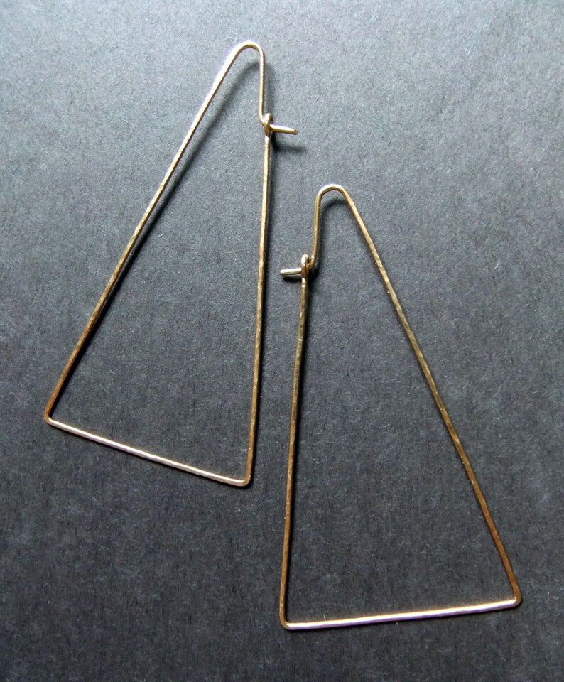 Triangle Hoop Earrings 14K Gold Filled Geometric Shaped Hoops Etsy