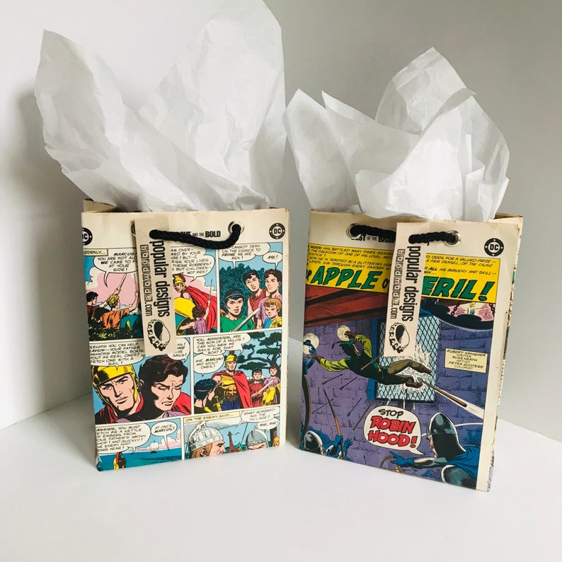 2 Robin Hood comic gift bags / Recycled comic book