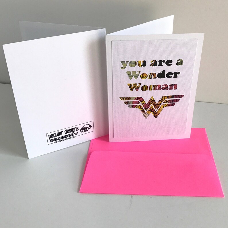 You are a Wonder Woman Card recycled comic book paper cut greeting card