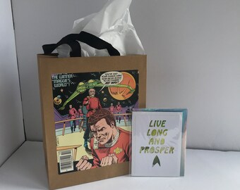 Star Trek Comic gift bag & greeting Card / Recycled comic book/ riverdale