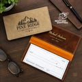 Custom Logo Checkbook Cover, Personalized Laser Engraved Leather Checkbook Holder, Business Gift, Corporate Gift, Engraved Checkbook Case