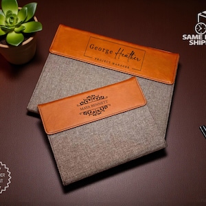 Personalized Leather Portfolio, Custom Engraved Business Portfolio, Notebook Organizer, Leather Padfolio Gift, Custom Logo Office Padfolio