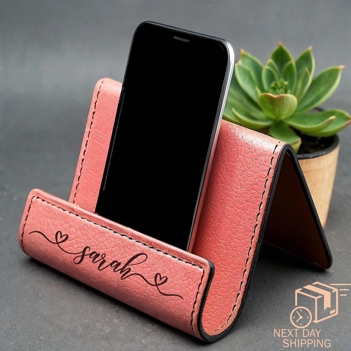 Personalization Stand Personalized Leather Phone Stand, Custom Engraved Phone Holder ...