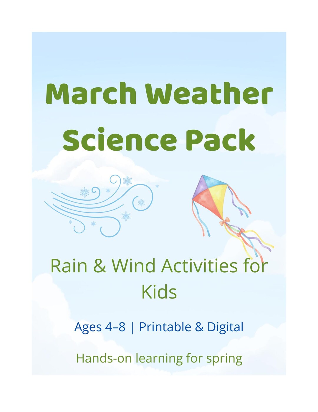 March Weather Science Pack for Kids | Rain & Wind Activities | Spring ...