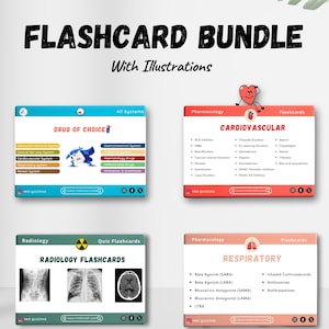 Medical Flashcards Bundle: Pharmacology, Radiology, USMLE Study Guide