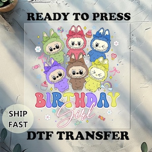 Gift for her, Coquette Bow Doll For Kids Girls Ready to Press, Funny Cartoon, heat press dtf, Dtf, Birthday Girl Labubu Dtf transfer