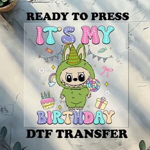 Gift for her, Coquette Bow Doll For Kids Girls Ready to Press, Funny Cartoon heat press dtf, Hulk Birthday Labubu Dtf transfer