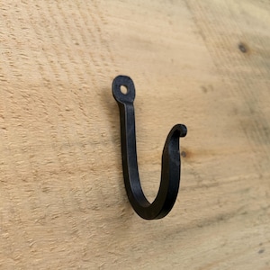 Hand Forged Iron Wall Hook – Rustic Blacksmith Hook for Coats, Towels, Keys, or Mugs – Farmhouse Hardware – Made in Maine