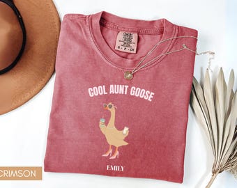 Camiseta Comfort Colors® Cool Aunt Goose, Regalo personalizado para la tía, Camiseta divertida de ganso para la nueva tía, Camiseta para anunciar el embarazo, Camiseta de tía coqueta