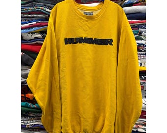 Steve & Barrys Hummer Sweatshirt Mens XXL Yellow Embroidered Crewneck Pullover