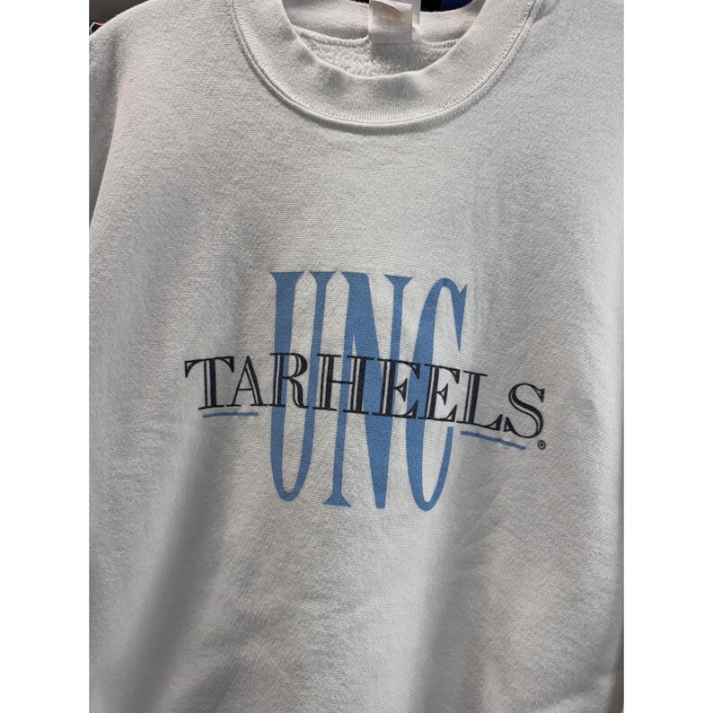 Vintage UNC Tarheels Sweatshirt Mens Large White Action Sportswear Made in USA image 2