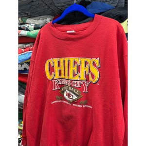 Vintage Kansas City Chiefs Sweatshirt Trench Red XL NFL Football 90s USA Made image 2