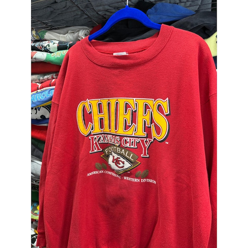 Vintage Kansas City Chiefs Sweatshirt Trench Red XL NFL Football 90s USA Made image 2