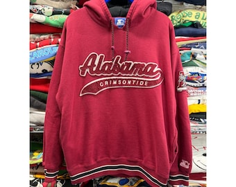 Vintage 90s Starter Alabama Crimson Tide Hoodie Mens M Red Chenille Big Al Logo