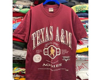 Vintage 90s University Texas A&M Aggies Shirt Mens L Maroon Ol Sarge essential