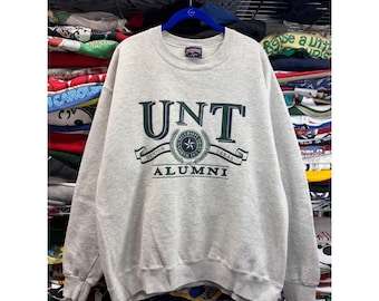 Vintage 90s Jansport UNT Alumni Sweatshirt Mens L Gray University of North Texas