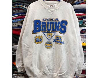Vintage 90s UCLA Bruins Sweatshirt Mens L White University California Made USA