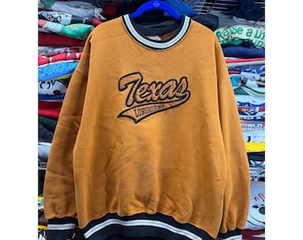 Vintage 90s Legends Athletic Texas Longhorns Sweatshirt XL Made USA Burnt Orange