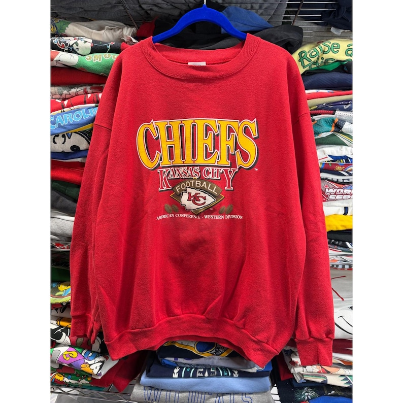Vintage Kansas City Chiefs Sweatshirt Trench Red XL NFL Football 90s USA Made image 1