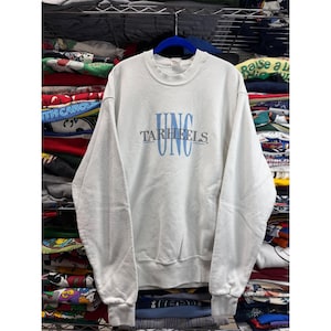 Vintage UNC Tarheels Sweatshirt Mens Large White Action Sportswear Made in USA image 1