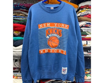 Vintage 90s New York Knicks Sweatshirt The Game Blue Crewneck Distressed Mens L