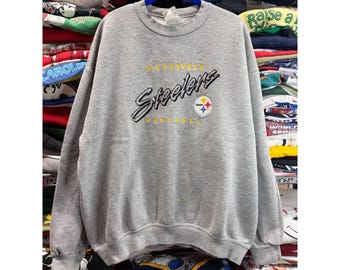 Vintage Lee Heavyweight Pittsburgh Steelers Sweatshirt Mens XL Gray Embroidered