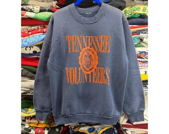 Vintage Tennessee Volunteers Sweatshirt Mens XL Navy Blue Orange Raglan Pullover