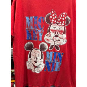 Vintage 90s Disney Mickey Unlimited Mickey Minnie Mouse Red T-Shirt Mens XL image 3