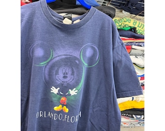 Vintage Mickey Unlimited Disney Orlando Florida T-Shirt Navy Blue 90s Mens XL