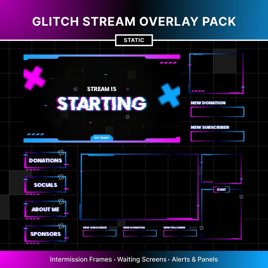 Cyber Glitch Stream Overlay – Digital Distortion Minimal Static Twitch ...