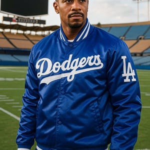 Los Angeles Dodgers Varsity Jacke: Royal Blau Baseball Bomberjacke