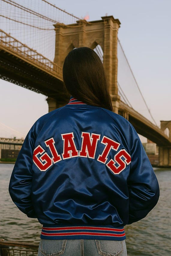 Vintage New York Giants Satin Bomber Jacket: Classic NFL Outerwear