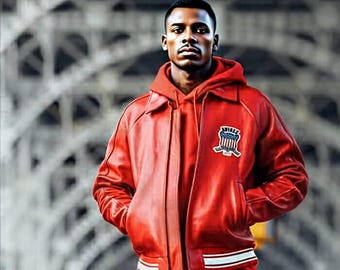 Chaqueta bomber de cuero roja: estilo militar de Avirex, ropa urbana vintage